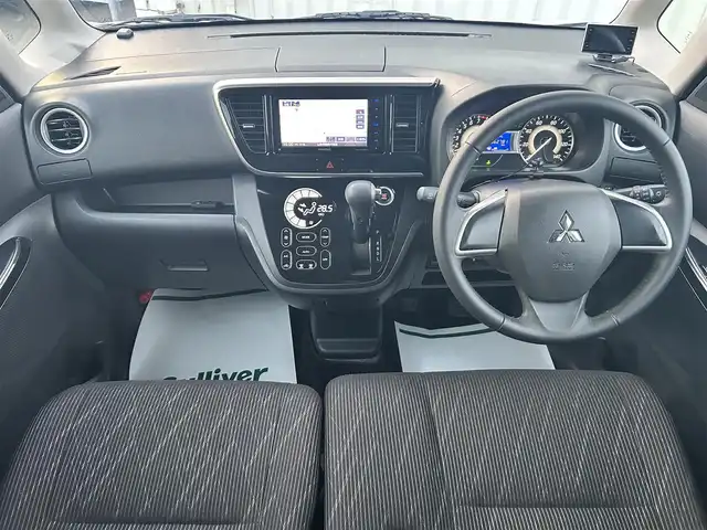 三菱 ｅＫスペース カスタムG セーフティパッケージ 山形県 2017(平29)年 6.3万km アメジストブラック/シルキーホワイト ４WD/衝突軽減システム/メモリナビ/　【CD　DVD　BT　フルセグ　USB　AUX】/全周囲カメラ/片側パワースライドドア/LEDオートライト/オートハイビーム/フォグランプ/純正14インチアルミホイール/アイドリングストップ/純正フロアマット/スマートキー/ETC