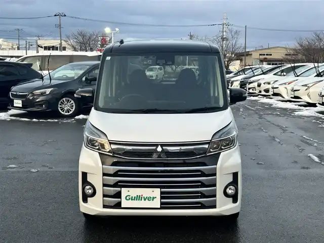 三菱 ｅＫスペース カスタムG セーフティパッケージ 山形県 2017(平29)年 6.3万km アメジストブラック/シルキーホワイト ４WD/衝突軽減システム/メモリナビ/　【CD　DVD　BT　フルセグ　USB　AUX】/全周囲カメラ/片側パワースライドドア/LEDオートライト/オートハイビーム/フォグランプ/純正14インチアルミホイール/アイドリングストップ/純正フロアマット/スマートキー/ETC