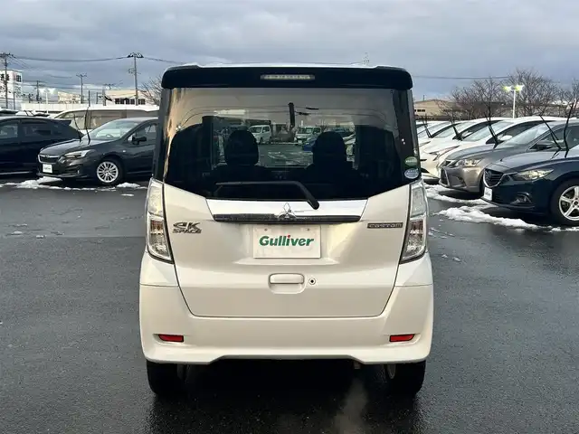 三菱 ｅＫスペース カスタムG セーフティパッケージ 山形県 2017(平29)年 6.3万km アメジストブラック/シルキーホワイト ４WD/衝突軽減システム/メモリナビ/　【CD　DVD　BT　フルセグ　USB　AUX】/全周囲カメラ/片側パワースライドドア/LEDオートライト/オートハイビーム/フォグランプ/純正14インチアルミホイール/アイドリングストップ/純正フロアマット/スマートキー/ETC