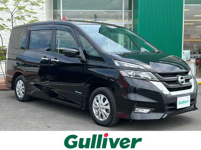 日産 セレナ ハイウェイスター Vセレクション 青森県 2017(平29)年 11.1万km ダイヤモンドブラック 4WD/セーフティパックA/純正9インチSDナビ・フルセグTV/CD・DVD・Bluetooth・SD/純正フリップダウンモニター/アラウンドビューモニター/インテリジェントパーキングアシスト/両側パワースライドドア/エマージェンシーブレーキ/クルーズコントロール/レーンキープアシスト/フロント・バックソナー/横滑り防止機能/サイド・カーテンエアバッグ/2.3列目USB電源ソケット/3列目シートスライド/ビルトインETC/LEDヘッドライト/フォグランプ/純正15インチアルミ/インテリキー