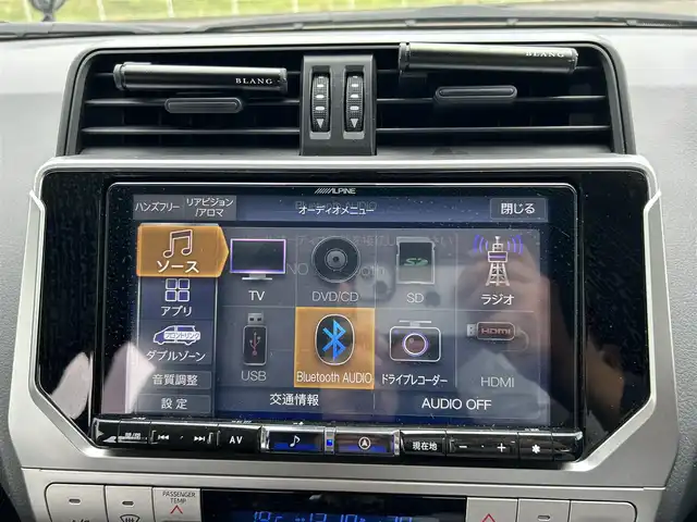 トヨタ ランドクルーザー プラド TX 岡山県 2022(令4)年 6.8万km アティチュードブラックマイカ ALPINE9インチナビ　X9NX/フルセグTV、CD、DVD、Bluetooth、AM、FM/バックカメラ/サンルーフ/前後ドライブレコーダー/DVR-C320R/LEDヘッドライト/プリクラッシュセーフティ/レーダークルーズコントール