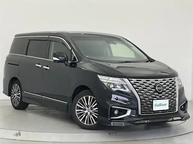日産 エルグランド 250ハイウェイスターS 宮城県 2022(令4)年 3.4万km 黒 10インチナビ（ドライブレコーダー連動）/・Bluetooth/AM/FM/TV）/クルーズコントロール/両側パワースライドドア/エンジンスターター/ETC/プッシュボタン/純正フロアマット/純正アルミホイール/全方位カメラ/横滑り防止装置/ABS/LEDヘッドライト/電動リアゲート