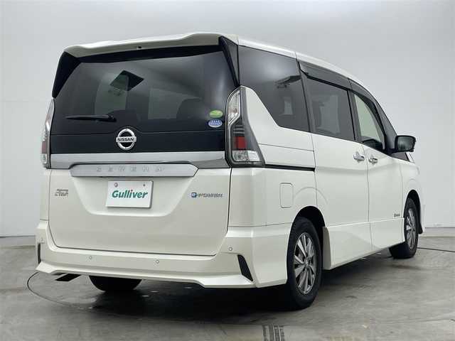 日産 セレナ e－パワー ハイウェイスター V 岡山県 2018(平30)年 8.2万km ブリリアントホワイトパール 純正9インチナビ/型番:MM517D-L/（CD/DVD/TV/BT/USB)/フリップダウンモニター/全方位カメラ/プロパイロット/パーキングアシスト/両側パワースライドドア/シートヒーター/デジタルインナミラー/オートライト/ステアリングリモコン/ETC/純正フロアマット/純正ドアバイザー