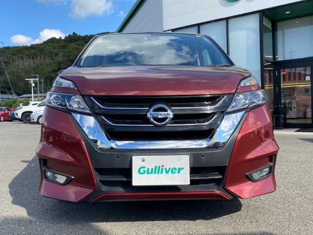 日産 セレナ ハイウェイスター Vセレクション 兵庫県 2017(平29)年 8.2万km マルーンレッド 2トーン 純正ナビ（AM/FM/BT/DVD/AUX)/・フルセグTV/衝突軽減ブレーキ/パーキングアシスト/アイドリングストップ/両側パワースライドドア/横滑り防止/クルーズコントロール/純正マット/フリップダウンモニター/ドライブレコーダー/ビルトインETC/ECOモード