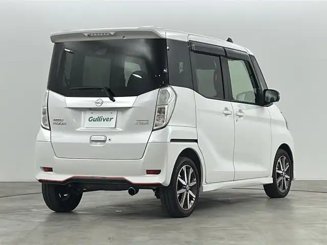 日産 デイズ ルークス ハイウェイスター Gターボ 福島県 2017(平29)年 5.3万km ホワイトパール エマージェンシーブレーキ/レーンキープ/オートハイビーム/クルーズコントロール/アラウンドビューモニター/両側パワースライドドア/純正ナビ/・フルセグTV/・BT.CD/DVD.AM/FM/ETC/ドライブレコーダー（前後）/革巻きステアリング/プッシュスタート/LEDヘッドライト/LEDフォグ/アイドリングストップ/純正AW/ドアバイザー