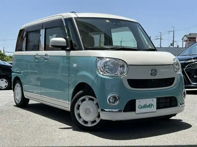 ダイハツ ムーヴ キャンバス X メイクアップ リミテッド SAⅢ 奈良県 2019(令1)年 1.7万km パールホワイトⅢ/ファインミントメタリック 2トーン 純正ナビ(フルセグ/DVD再生/Bluetooth) 衝突軽減 両側パワースライドドア 360カメラ ETC オートハイビーム アイドリングストップ スマートキー Pスタート ドラレコ 電格ミラー