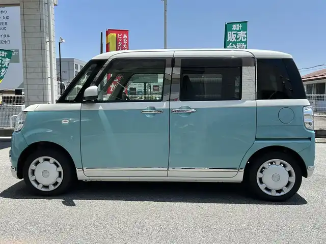 ダイハツ ムーヴ キャンバス X メイクアップ リミテッド SAⅢ 奈良県 2019(令1)年 1.7万km パールホワイトⅢ/ファインミントメタリック 2トーン 純正ナビ(フルセグ/DVD再生/Bluetooth) 衝突軽減 両側パワースライドドア 360カメラ ETC オートハイビーム アイドリングストップ スマートキー Pスタート ドラレコ 電格ミラー