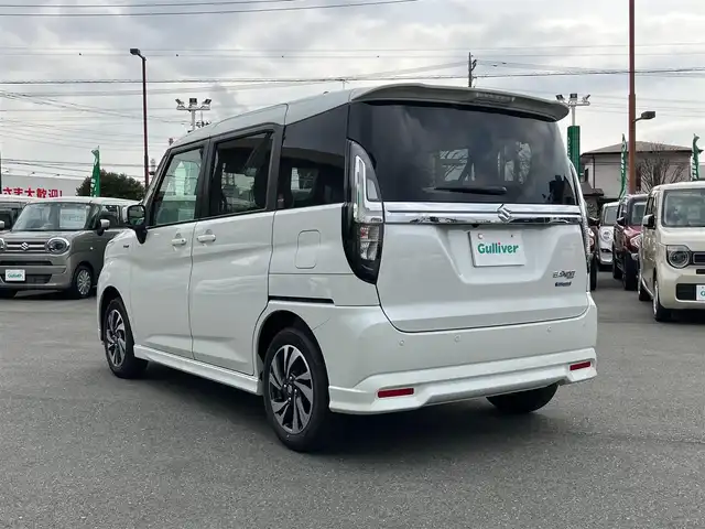 スズキ ソリオ バンディット HV MV 静岡県 2024(令6)年 0.1万km未満 ピュアホワイトP エンジンスタートボタン/スマートキー（スペアキー１本）/パワーステアリング/パワーウィンドウ/アイドリングストップ/オートエアコン/クルーズコントロール/全方位カメラ/USB入力端子/純正メモリナビ（CD.DVD.BT.フルセグ）/D席N席シートヒーター/両側パワースライドドア/ABS/横滑り防止装置/コーナーセンサー/レーンキープアシスト/オートライト/オートマチックハイビーム/LEDライト/W+サイドエアバック/衝突軽減システム