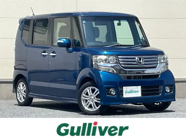 ホンダ Ｎ ＢＯＸ カスタム G Lパッケージ 茨城県 2012(平24)年 7.3万km プレミアムダイナミックブルーパール ワンオーナー/社外ナビ/フルセグテレビ/Bluetooth/ドラレコ前後/両側パワスラ/パワーステアリング/パワーウィンドウ/フロアマット純正/LEDヘッドライト/オートライト/盗難防止装置/横滑り防止装置/スペアキー/ETC