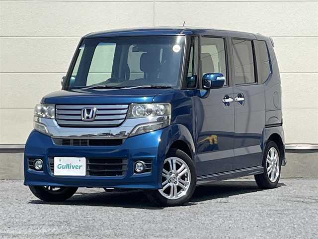 ホンダ Ｎ ＢＯＸ カスタム G Lパッケージ 茨城県 2012(平24)年 7.3万km プレミアムダイナミックブルーパール ワンオーナー/社外ナビ/フルセグテレビ/Bluetooth/ドラレコ前後/両側パワスラ/パワーステアリング/パワーウィンドウ/フロアマット純正/LEDヘッドライト/オートライト/盗難防止装置/横滑り防止装置/スペアキー/ETC