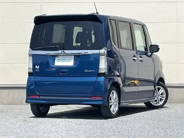 ホンダ Ｎ ＢＯＸ カスタム G Lパッケージ 茨城県 2012(平24)年 7.3万km プレミアムダイナミックブルーパール ワンオーナー/社外ナビ/フルセグテレビ/Bluetooth/ドラレコ前後/両側パワスラ/パワーステアリング/パワーウィンドウ/フロアマット純正/LEDヘッドライト/オートライト/盗難防止装置/横滑り防止装置/スペアキー/ETC