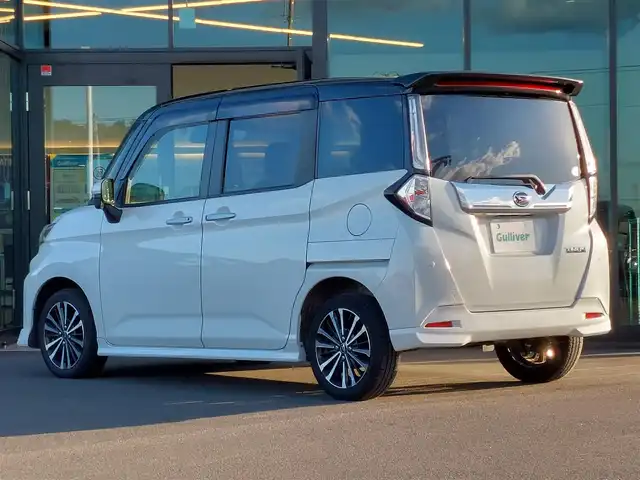 ダイハツ トール カスタムG ターボ 東京都 2020(令2)年 2.3万km ブラックマイカメタリック/パールホワイトⅢ 2トーン ワンオーナー/スマートアシスト/・衝突回避ブレーキ/・誤発進抑制制御/・車線逸脱警報機能/・先行車発進お知らせ機能/・アダプティブクルーズコントロール/・コーナーセンサー/・パノラマモニター/プッシュスタート/アイドリングストップ/純正ディスプレイオーディオ/フルセグTV/ETC/ドライブレコーダー/両側パワースライドドア/後席ロールサンシェード/LEDヘッドライト/オートライト/ドアバイザー/15インチ純正アルミホイール/スマートキー