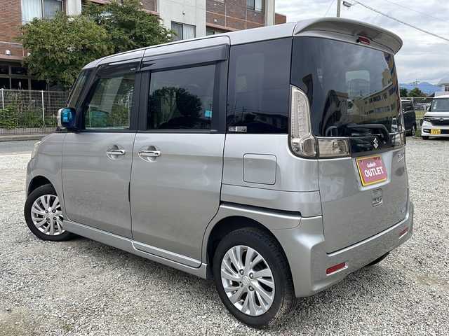 スズキ スペーシア カスタム GS 福岡県 2015(平27)年 8.6万km スチールシルバーM 社外ナビ・フルセグＴＶ/CD・DVD・BT接続可能/スマートキー２個/片側パワースライドドア/HIDヘッドライト/Ｄ席シートヒーター/保証書・取説書