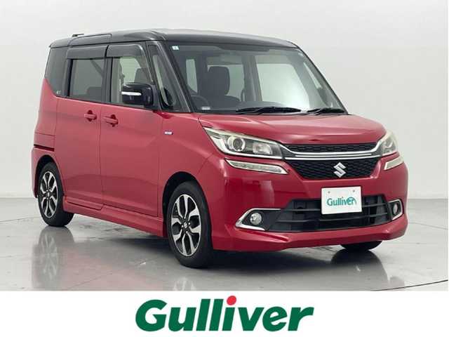 スズキ ソリオ バンディット HV MV 熊本県 2015(平27)年 7.3万km ファーベントレッド/スーパーブラックパール 社外メモリーナビ＆ワンセグＴＶ＆ＣＤ/バックカメラ/ＥＴＣ/ステアリングリモコン/アイドリングストップ/社外セキュリティ/左側パワースライドドア/純正１５inアルミホイール/オートライト/ＬＥＤライト/フォグランプ /ウィンカーミラー/電動格納ミラー/スマートキー/プッシュスタート/Ｗ＆サイドエアバッグ/横滑り防止装置/ＡＢＳ/ドアバイザー/フロアマット/新車保証書/取扱説明書/スマートスペアキー有