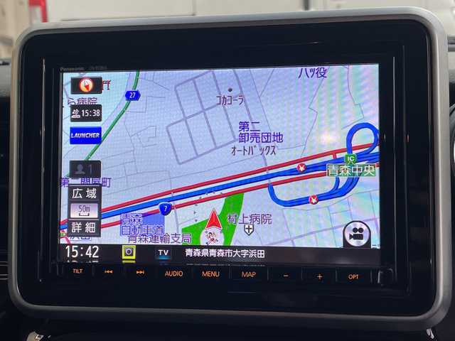 スズキ スペーシア カスタム HYBRID XS 青森県 2021(令3)年 2.1万km フェニックスレッドパール/ブルーイッシュブラックパール ・4WD/・純正ナビ/・Bluetooth/フルセグ/・全方位カメラ/・衝突軽減ブレーキ/・レーンキープアシスト/・レーダークルーズコントロール/・両側パワースライドドア/・ドライブレコーダー/・プッシュスタート/・スマートキー/・シートヒーター/・LEDヘッドライト/・LEDフォグ/・純正15AW/・オートマチックハイビーム