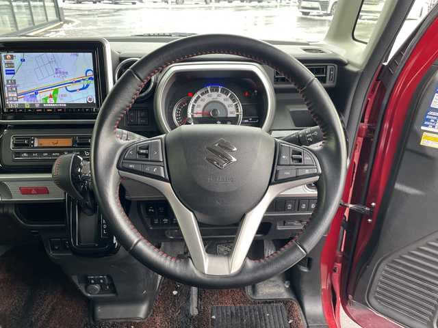 スズキ スペーシア カスタム HYBRID XS 青森県 2021(令3)年 2.1万km フェニックスレッドパール/ブルーイッシュブラックパール ・4WD/・純正ナビ/・Bluetooth/フルセグ/・全方位カメラ/・衝突軽減ブレーキ/・レーンキープアシスト/・レーダークルーズコントロール/・両側パワースライドドア/・ドライブレコーダー/・プッシュスタート/・スマートキー/・シートヒーター/・LEDヘッドライト/・LEDフォグ/・純正15AW/・オートマチックハイビーム