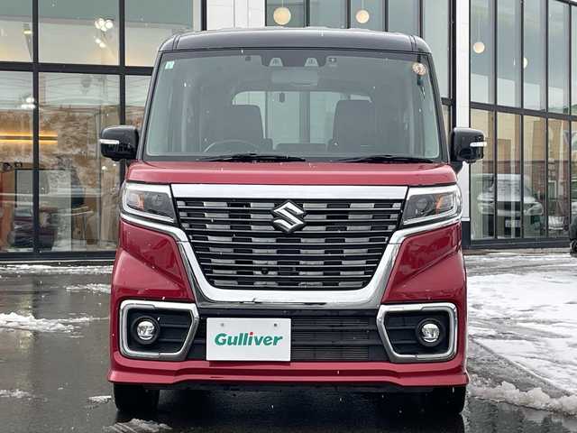 スズキ スペーシア カスタム HYBRID XS 青森県 2021(令3)年 2.1万km フェニックスレッドパール/ブルーイッシュブラックパール ・4WD/・純正ナビ/・Bluetooth/フルセグ/・全方位カメラ/・衝突軽減ブレーキ/・レーンキープアシスト/・レーダークルーズコントロール/・両側パワースライドドア/・ドライブレコーダー/・プッシュスタート/・スマートキー/・シートヒーター/・LEDヘッドライト/・LEDフォグ/・純正15AW/・オートマチックハイビーム