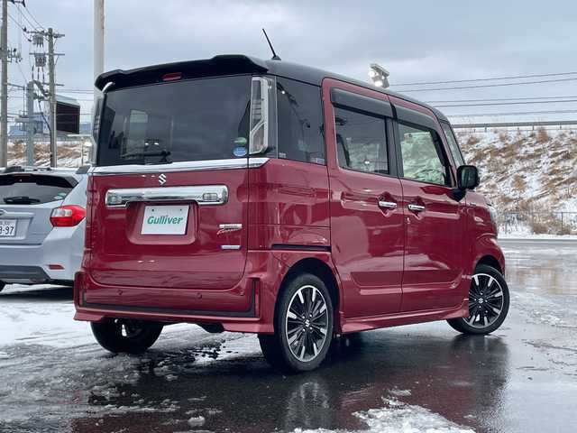 スズキ スペーシア カスタム HYBRID XS 青森県 2021(令3)年 2.1万km フェニックスレッドパール/ブルーイッシュブラックパール ・4WD/・純正ナビ/・Bluetooth/フルセグ/・全方位カメラ/・衝突軽減ブレーキ/・レーンキープアシスト/・レーダークルーズコントロール/・両側パワースライドドア/・ドライブレコーダー/・プッシュスタート/・スマートキー/・シートヒーター/・LEDヘッドライト/・LEDフォグ/・純正15AW/・オートマチックハイビーム