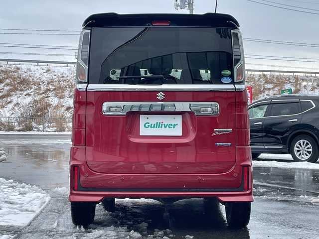 スズキ スペーシア カスタム HYBRID XS 青森県 2021(令3)年 2.1万km フェニックスレッドパール/ブルーイッシュブラックパール ・4WD/・純正ナビ/・Bluetooth/フルセグ/・全方位カメラ/・衝突軽減ブレーキ/・レーンキープアシスト/・レーダークルーズコントロール/・両側パワースライドドア/・ドライブレコーダー/・プッシュスタート/・スマートキー/・シートヒーター/・LEDヘッドライト/・LEDフォグ/・純正15AW/・オートマチックハイビーム