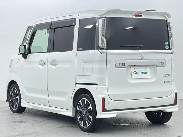 スズキ スペーシア カスタム HYBRID XS 新潟県 2018(平30)年 3.8万km ピュアホワイトP スズキセーフティサポート	/禁煙車/ワンオーナー/社外メモナビ　/　　CD/DVD/AM/FM/フルセグ/BT/バックモニター/両側パワースライドドア/LEDオートライト/フォグランプ/ハーフレザーシート/運転席シートヒーター/純正15インチ純正アルミホイール付/アイドリングストップ/ステアリングスイッチ/サーキュレーター/リアサンシェード/パーソナルデーブル/ドライブレコーダー/スペアキー/スマートキー/ETC