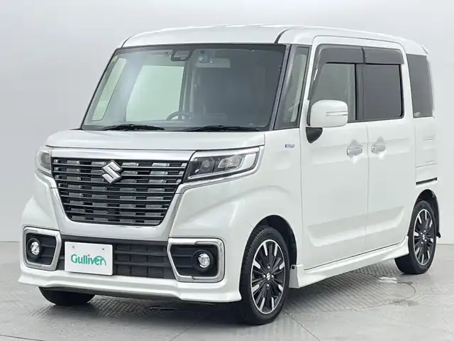 スズキ スペーシア カスタム HYBRID XS 新潟県 2018(平30)年 3.8万km ピュアホワイトP スズキセーフティサポート	/禁煙車/ワンオーナー/社外メモナビ　/　　CD/DVD/AM/FM/フルセグ/BT/バックモニター/両側パワースライドドア/LEDオートライト/フォグランプ/ハーフレザーシート/運転席シートヒーター/純正15インチ純正アルミホイール付/アイドリングストップ/ステアリングスイッチ/サーキュレーター/リアサンシェード/パーソナルデーブル/ドライブレコーダー/スペアキー/スマートキー/ETC