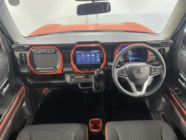 スズキ ハスラー HYBRID X ターボ 愛知県 2020(令2)年 4.8万km バーミリオンオレンジ/ガンメタリック2トーン 純正９インチナビ/全方位モニター/衝突軽減ブレーキ/レーダークルーズコントロール/クリアランスソナー/車線逸脱警報/シートヒーター/パドルシフト/ビルトインＥＴＣ/アクセサリーソケット/オートライトフォグランプ/ＬＥＤヘッドライト/アイドリングストップ/ISOFIX/純正１５インチアルミホイール