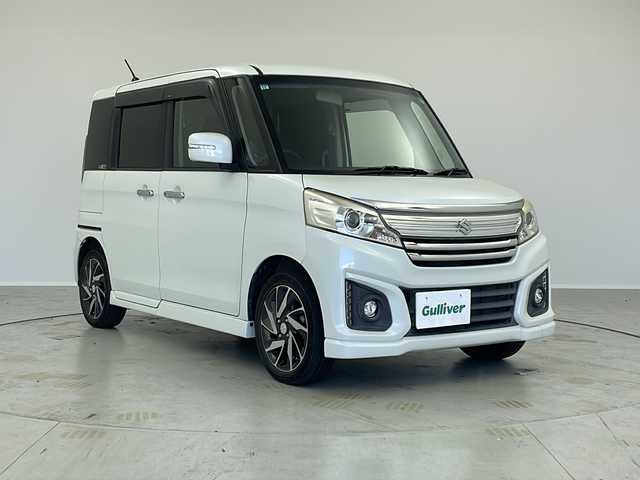 スズキ スペーシア カスタム XS 茨城県 2015(平27)年 7.3万km クリスタルホワイトP ナビ　フルセグＴＶ　両側電動スライドドア　シートヒーター　アイドリングストップ　スマートキー　プッシュスタート　オートライト　フォグランプ　電動格納ミラー　ドアバイザー　純正アルミホイール　禁煙車