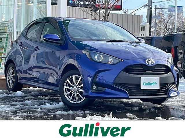トヨタ ヤリス ハイブリッド X 道央・札幌 2020(令2)年 8.1万km ダークブルーマイカM ・４WD/・ワンオーナー/・衝突軽減ブレーキ/・寒冷地仕様/・純正ディスプレイオーディオ/　BT＆USB＆AM＆FM/・バックカメラ/・コーナーセンサー/・純正エンジンスターター/・オートエアコン/・オートライト/・ミラーヒーター/・オートリトラミラー/・レーダークルーズコントロール/・ワイパー熱線/・ビルトインETC/・鉄ホイール＆冬タイヤ積込/・プッシュスタート/・スマートキー/・純正フロアマット/・ドアバイザー/・ウィンカーミラー/・フォグライト
