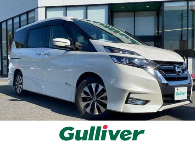 日産 セレナ ハイウェイスター 兵庫県 2017(平29)年 8.9万km ブリリアントホワイトパール 純正ナビ（AM/FM/BT/DVD/AUX)/・フルセグTV/アラウンドビューモニター/パーキングアシスト/衝突軽減システム/横滑り防止/アイドリングストップ/追従付きクルーズコントロール/セーフティーシールド/ステアリングスイッチ/両側パワースライドドア/純正マット/フリップダウンモニター/ウォークスルー/ビルトインETC/ドライブレコーダー/デジタルインナー/プロパイロット