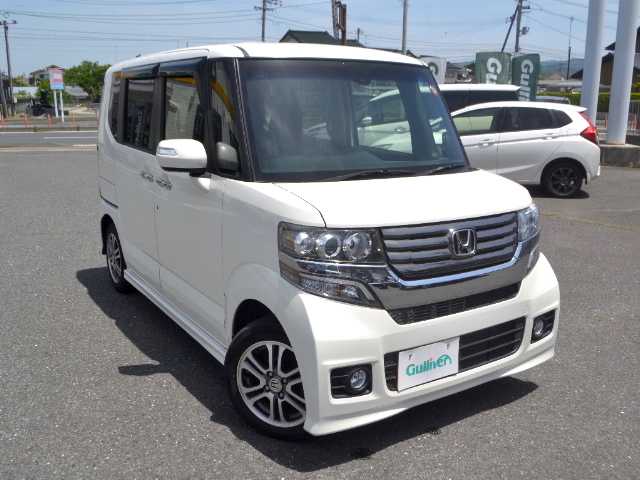 ホンダ Ｎ ＢＯＸ カスタム G SSパッケージ 宮城県 2014(平26)年 4.6万km プレミアムホワイトパール /純正8インチプレミアムインターナビ/バックカメラ/フルセグテレビ/ETC/両側パワースライドドア/革調シートカバー/前席シートヒーター/アイドリングストップ/キセノンライト/スマーキー/