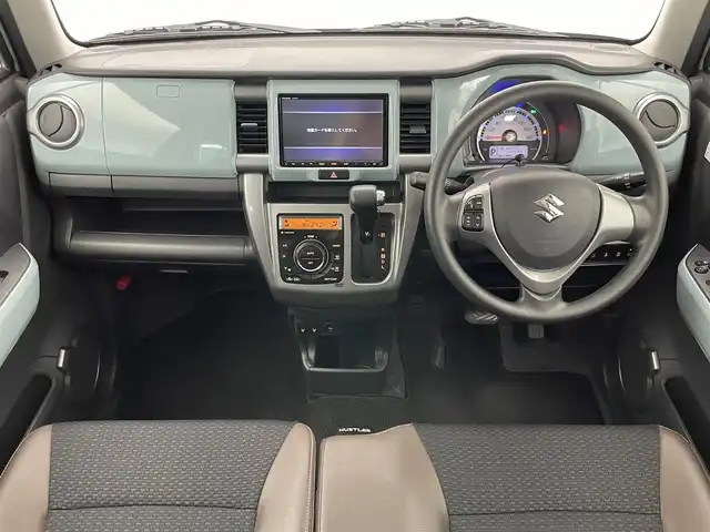 スズキ ハスラー タフワイルド 愛知県 2019(令1)年 3.2万km オフブルーメタリック/ブラック 2トーン パナソニック製純正ナビ/・CD/DVD/・FM/AM/・Bluetooth/・フルセグTV/・SD/・USB/主要装備/・全方位カメラ/・ハーフレザーシート/・運転席＋助手席シートヒーター/・ＨＩＤヘッドライト/・レーンキープアシスト/・デュアルカメラブレーキサポート/・ＥＴＣ/・プッシュスタート/・前後ドライブレコーダー/・アイドリングストップ/・横滑り防止装置/・フォグランプ