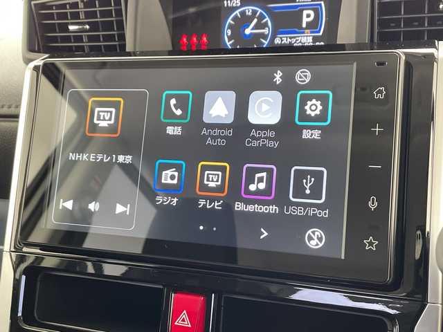 トヨタ ルーミー カスタムG－T 千葉県 2025(令7)年 0.1千km ブラックマイカメタリック/パールホワイト2トーン 登録済未使用車/純正ディスプレイオーディオ/　Bluetooth/フルセグTV/　Apple car play/Android Auto/スマートアシスト/レーダークルーズコントロール/車線逸脱警報/衝突軽減ブレーキ/クリアランスソナー/アラウンドビューモニター/先行車発進警報/ロードサインアシスト/電動パーキング/オートホールド/オートハイビーム/両側パワスラ/前席シートヒーター/LEDライト/フォグランプ/ロールサンシェード/シートバックテーブル/フロアマット