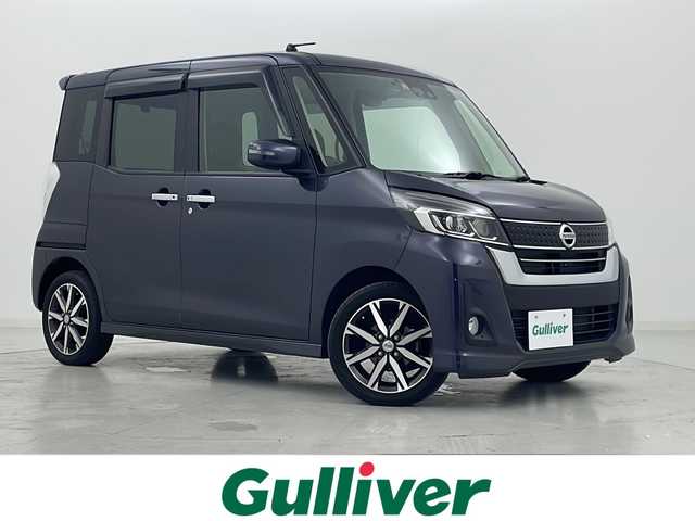 日産 デイズ ルークス ハイウェイスター Gターボ 宮城県 2018(平30)年 3.6万km プレミアムパープルP 禁煙車/1オーナー/アラウンドビューモニター/エマージェンシーブレーキ/クルーズコントロール/オートハイビーム/純正ナビ　地図SD無/・AUX.CD.DVD.BT.HDMI/フルセグTV/両側パワースライドドア/LEDヘッドライト/フォグランプ/純正ドライブレコーダー/ステアリングスイッチ/アイドリングストップ/横滑り防止装置/レザー調シートカバー/社外レーダー/プッシュスタート/スマートキー×2/純正15inAW/純正フロアマット