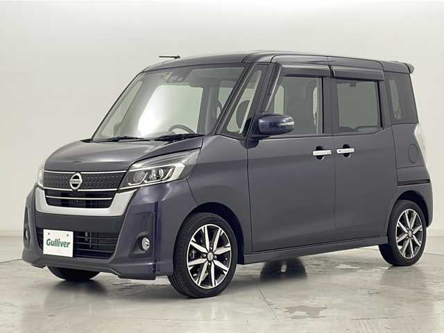 日産 デイズ ルークス ハイウェイスター Gターボ 宮城県 2018(平30)年 3.6万km プレミアムパープルP 禁煙車/1オーナー/アラウンドビューモニター/エマージェンシーブレーキ/クルーズコントロール/オートハイビーム/純正ナビ　地図SD無/・AUX.CD.DVD.BT.HDMI/フルセグTV/両側パワースライドドア/LEDヘッドライト/フォグランプ/純正ドライブレコーダー/ステアリングスイッチ/アイドリングストップ/横滑り防止装置/レザー調シートカバー/社外レーダー/プッシュスタート/スマートキー×2/純正15inAW/純正フロアマット