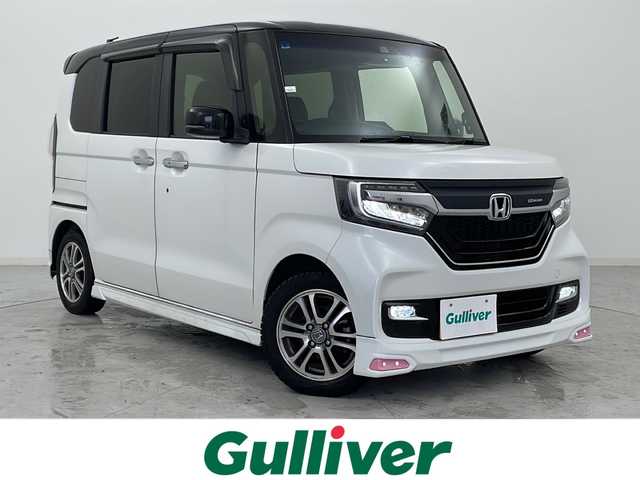 ホンダ Ｎ ＢＯＸ カスタム G L ターボ ホンダセンシング 宮城県 2019(令1)年 4.3万km プラチナホワイトパール 両側パワースライドドア/ハーフレザーシート/フリップダウンモニター/ホンダセンシング/・アダプティブクルーズコントロール/・レーンキープアシスト/・プリクラッシュセーフティ/LEDヘッドライト/LEDフォグライト/ビルドインETC/革巻きステアリング/パドルシフト/ステアリングスイッチ/純正14インチアルミホイール