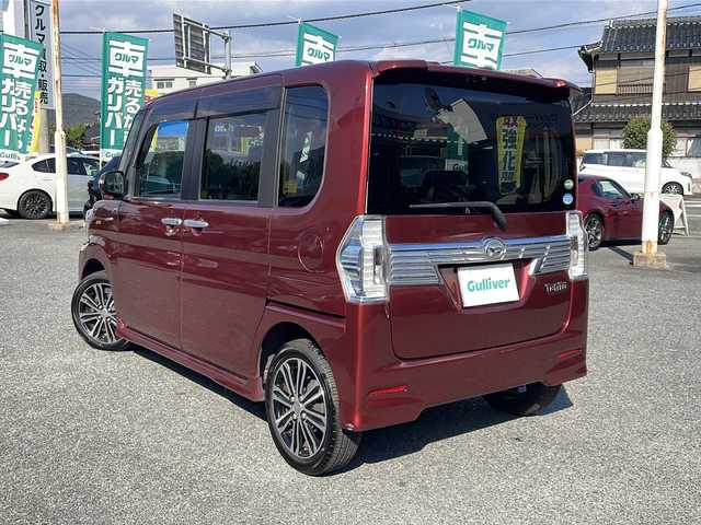 ダイハツ タント カスタム RS 山口県 2016(平28)年 12万km ファイアークォーツレッドM 純正ナビ/DVD/CD/SD/MSV/BT/フルセグTV/両側パワースライドドア/純正LEDヘッドライト/純正フォグランプ/オートライト/純正１５インチアルミホイール/革巻きステアリング/横滑り防止/アイドリングストップ/スマートキー/360度ドライブレコーダー/純正フロアマット/純正ドアバイザー/ETC/電動格納ウインカードアミラー(オート機能付き)