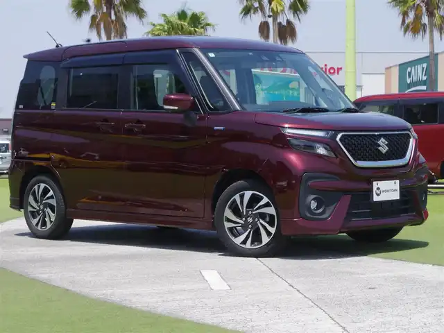 スズキ ソリオ バンディット HV MV 千葉県 2021(令3)年 3.1万km メロウディープレッドパール デュアルカメラブレーキサポート/ヘッドアップディスプレイ/レーダークルーズコントロール/アイドリングストップ/左パワースライドドア/右イージークローザードア/純正メモリーナビ/地デジTV/【DVD/CD再生機能　Bluetooth接続】/ドライブレコーダー（前後撮影）/革巻きステアリング/ステアリングスイッチ/ETC/LEDヘッドライト/フォグライト/ウインカーミラー/リアコーナーセンサー/純正15インチアルミホイル/サイド/カーテンエアバッグ/携帯リモコン