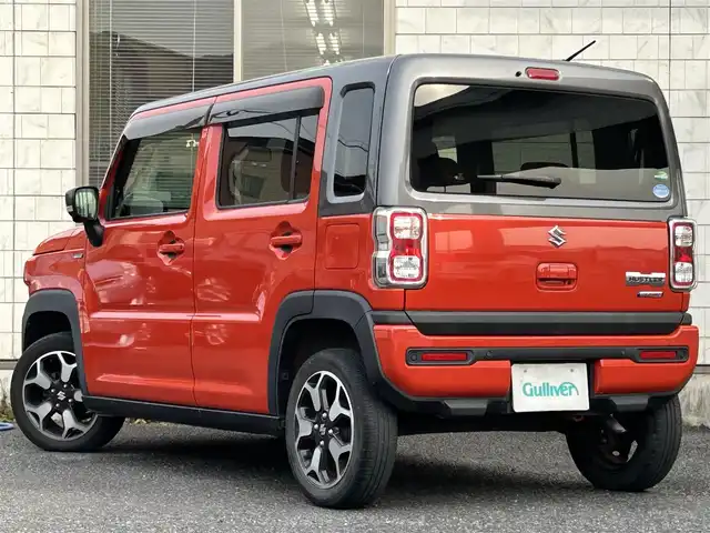 スズキ ハスラー HYBRID X 福岡県 2020(令2)年 2.7万km バーミリオンオレンジ/ガンメタリック2トーン ワンオーナー/純正9インチメモリナビ【3A103-59S00】/(AM/FM/CD/DVD/USB/Bluetooth/iPod/Smartphone Link/フルセグTV)/バックモニター/全方位モニター/スズキセーフティサポート/・デュアルカメラブレーキサポート/・誤発進抑制機能/・車線逸脱警報/・先行車発進お知らせ/・標識認識/・後退時ブレーキサポート/・後方誤発進抑制/・リヤパーキングセンサー/オートライト/純正15インチアルミホイール/前方ドライブレコーダー【91001384】/シートヒーター（D/N）/USBポート×1/プッシュスタート/アイドリングストップ/ステアリングスイッチ/純正フロアマット/電格ウィンカーミラー/ドアバイザー/スペアキー×1/保証書/取扱説明書/ナビ取扱説明書