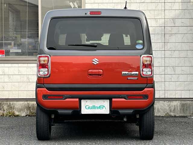 スズキ ハスラー HYBRID X 福岡県 2020(令2)年 2.7万km バーミリオンオレンジ/ガンメタリック2トーン ワンオーナー/純正9インチメモリナビ【3A103-59S00】/(AM/FM/CD/DVD/USB/Bluetooth/iPod/Smartphone Link/フルセグTV)/バックモニター/全方位モニター/スズキセーフティサポート/・デュアルカメラブレーキサポート/・誤発進抑制機能/・車線逸脱警報/・先行車発進お知らせ/・標識認識/・後退時ブレーキサポート/・後方誤発進抑制/・リヤパーキングセンサー/オートライト/純正15インチアルミホイール/前方ドライブレコーダー【91001384】/シートヒーター（D/N）/USBポート×1/プッシュスタート/アイドリングストップ/ステアリングスイッチ/純正フロアマット/電格ウィンカーミラー/ドアバイザー/スペアキー×1/保証書/取扱説明書/ナビ取扱説明書