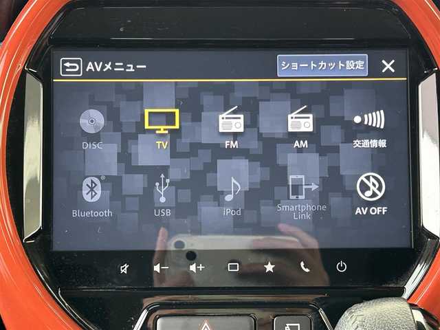 スズキ ハスラー HYBRID X 福岡県 2020(令2)年 2.7万km バーミリオンオレンジ/ガンメタリック2トーン ワンオーナー/純正9インチメモリナビ【3A103-59S00】/(AM/FM/CD/DVD/USB/Bluetooth/iPod/Smartphone Link/フルセグTV)/バックモニター/全方位モニター/スズキセーフティサポート/・デュアルカメラブレーキサポート/・誤発進抑制機能/・車線逸脱警報/・先行車発進お知らせ/・標識認識/・後退時ブレーキサポート/・後方誤発進抑制/・リヤパーキングセンサー/オートライト/純正15インチアルミホイール/前方ドライブレコーダー【91001384】/シートヒーター（D/N）/USBポート×1/プッシュスタート/アイドリングストップ/ステアリングスイッチ/純正フロアマット/電格ウィンカーミラー/ドアバイザー/スペアキー×1/保証書/取扱説明書/ナビ取扱説明書