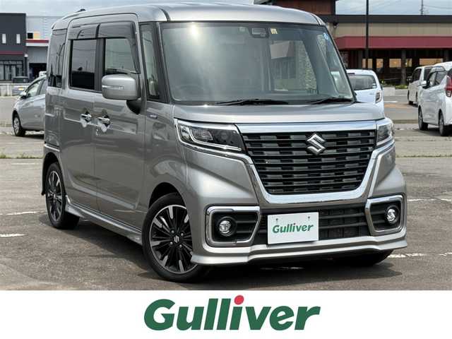 スズキ スペーシア カスタム HYBRID XS ターボ 道南・函館 2019(令1)年 4.1万km スチールシルバーM ・社外SDナビ/・フルセグＴＶ/・両側パワースライドドア/・衝突被害軽減ブレーキ/・車線逸脱警報/・クルーズコントロール/・バックカメラ/・オートマチックハイビーム/・後方コーナーセンサー/・シートヒーター/・ＥＴＣ