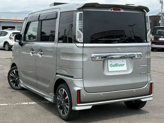 スズキ スペーシア カスタム HYBRID XS ターボ 道南・函館 2019(令1)年 4.1万km スチールシルバーM ・社外SDナビ/・フルセグＴＶ/・両側パワースライドドア/・衝突被害軽減ブレーキ/・車線逸脱警報/・クルーズコントロール/・バックカメラ/・オートマチックハイビーム/・後方コーナーセンサー/・シートヒーター/・ＥＴＣ
