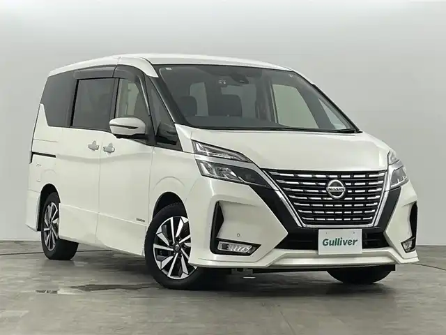 日産 セレナ ハイウェイスター V 福島県 2020(令2)年 5万km ブリリアントホワイトパール 純正メモリナビゲーション　/【AM/FM/DVD/CD/Bluetooth/フルセグ】/型番:MM319D-W/エマージェンシーブレーキ　/・車線逸脱警報/・オートハイビーム/・踏み間違い防止/・コーナーセンサー/アラウンドビューモニター　/ＥＴＣ　/前後ドライブレコーダー　/両側パワースライドドア　/革巻きステアリング　/・ステアリングスイッチ　/・チルトステアリング　/プッシュスタート/・スマートキー/クルーズコントロール/コーナーセンサー/LEDライト/・オートライト/・フォグライト/ウィンカーミラー