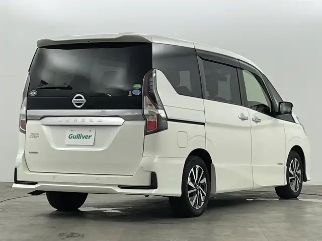 日産 セレナ ハイウェイスター V 福島県 2020(令2)年 5万km ブリリアントホワイトパール 純正メモリナビゲーション　/【AM/FM/DVD/CD/Bluetooth/フルセグ】/型番:MM319D-W/エマージェンシーブレーキ　/・車線逸脱警報/・オートハイビーム/・踏み間違い防止/・コーナーセンサー/アラウンドビューモニター　/ＥＴＣ　/前後ドライブレコーダー　/両側パワースライドドア　/革巻きステアリング　/・ステアリングスイッチ　/・チルトステアリング　/プッシュスタート/・スマートキー/クルーズコントロール/コーナーセンサー/LEDライト/・オートライト/・フォグライト/ウィンカーミラー