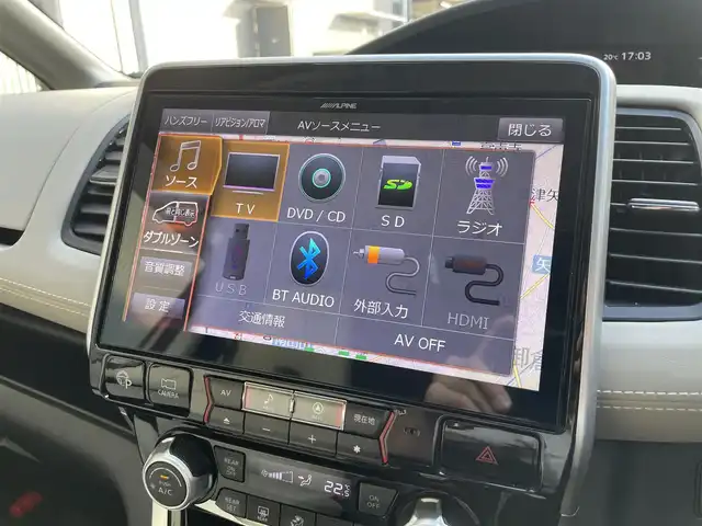 日産 セレナ ハイウェイスター Vセレクション 滋賀県 2018(平30)年 7.6万km マルーンレッド 2トーン 11型アルパイン製ナビ/（CD・DVD・Bluetooth・フルセグTV）/12.8型フリップダウンモニター/追従型クルーズコントロール/両側パワースライドドア/全方位カメラ/前方ドライブレコーダー/コーナーセンサー/ETC/エンジンプッシュスタート/電動パーキングブレーキ/スマートキー/カーテンエアバッグ/オートライト/スペアキー