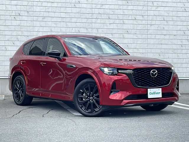 マツダ ＣＸ－６０ XD HV プレミアムスポーツ 山形県 2022(令4)年 4.5万km ソウルレッドクリスタルM 禁煙車/ワンオーナー/パノラマサンルーフ/スマートブレーキサポート（SBS）/ドライバー異常時対応システム（DEA）/ドライバー・アテンション・アラート（DAA）/レーンキープアシストシステム（LAS）/AT誤発進抑制制御/クルージング＆トラフィックサポート（CTS）/ダウンヒルアシストコントロール/360°カメラ/パーキングソナー/レーダークルーズコントロール/ブラインドスポットモニター/ヘッドアップディスプレイ/ナッパ本革ハーフレザーシート/12.3インチマツダコネクトナビ/AUX/USB/AppleCarPlay/AndroidAuto/フルセグ/BOSEサウンドシステム/純正ドライブレコーダー/パワーバックドア/メモリ付パワーシート/シートヒーター/ベンチレーション/ステアリングヒーター/ワイヤレス充電/ビルトインETC/100V充電/電動パーキングブレーキ/オートホールド/20インチ純正AW/スマートキー/LEDヘッドライト/オートハイビーム