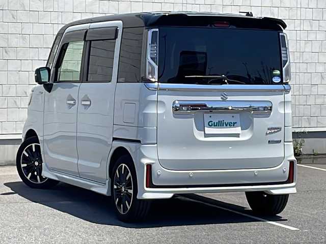 スズキ スペーシア カスタム HYBRID XS ターボ 茨城県 2020(令2)年 7.6万km ピュアホワイトパール/ブラック2トーン 社外SDナビ＆地デジTV【MDV-M907HDF】/(地デジTV・CD・DVD・BT・ラジオ再生)/社外ドライブレコーダー（フロント・リヤ）/社外ETC/被害軽減システム/プッシュスタート/バックカメラ（全方位）/ヘッドアップディスプレー/アイドリングストップ/サイドエアバック/両側パワースライドドア