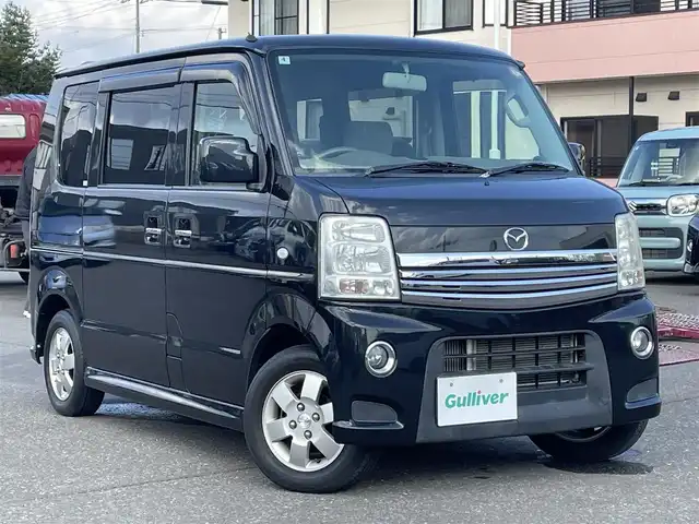 マツダ スクラム ワゴン PZターボ 道央・札幌 2012(平24)年 5.1万km ブルーイッシュブラックパール3 登録時走行距離50165km/　４　W　D　/寒冷地仕様/ターボ/社外オーディオ（CD/AM)/ドアバイザー/ETC/片側パワースライドドア/スペアキー×１/純正フロアゴムマット/シートヒーター（運転席）/盗難防止装置/フォグランプ/電動格納ミラー/バニティミラー/オーバーヘッドコンソール/積込冬タイヤ/（社外AW/155/70/R13/12年製/溝4ｍｍ）