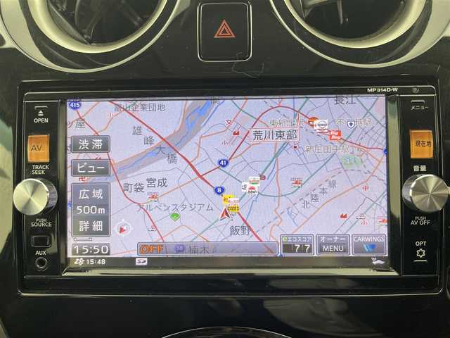 日産 ノート メダリスト エマージェンシーB 富山県 2014(平26)年 6.5万km シャイニングブルー 純正ナビ(AM/FM/CD/DVD/AUX/SD/BT)/フルセグTV/バックカメラ/エマージェンシーブレーキ/レーンキープアシスト/オートライト/LEDヘッドライト/ハーフレザーシート/ドライブレコーダー/ETC/純正15インチAW/スマートキー/プッシュスタート/純正フロアマット/アイドリングストップ
