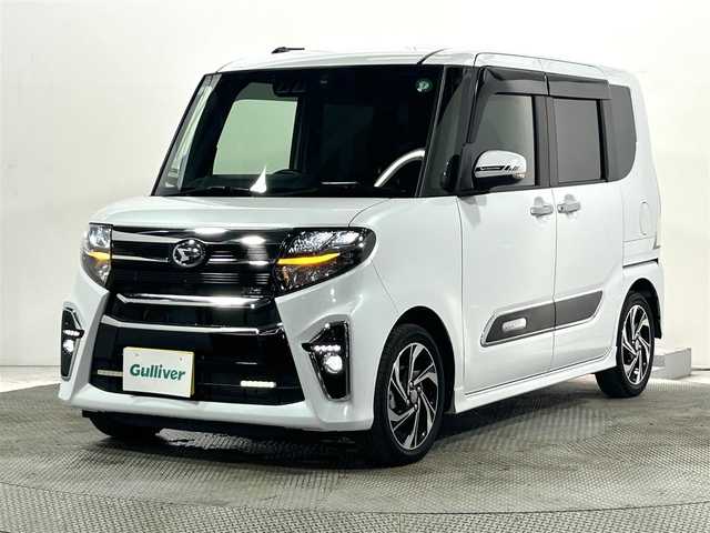 ダイハツ タント カスタム RS 大阪府 2021(令3)年 2.7万km シャイニングホワイトパール 純正ナビ/フルセグTV/Bluetooth接続/ビルトインETC/バックカメラ/両側パワースライドドア/プッシュスタート/スマートキー×２/シートヒーター/ハーフレザーシート/LEDヘッドライト/オートライト/レーダークルーズコントロール/衝突軽減/アイドリングストップ
